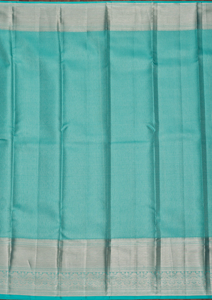 Sky Blue Silk Jaal Gold Zariwork Saree With Matching Blouse Piece