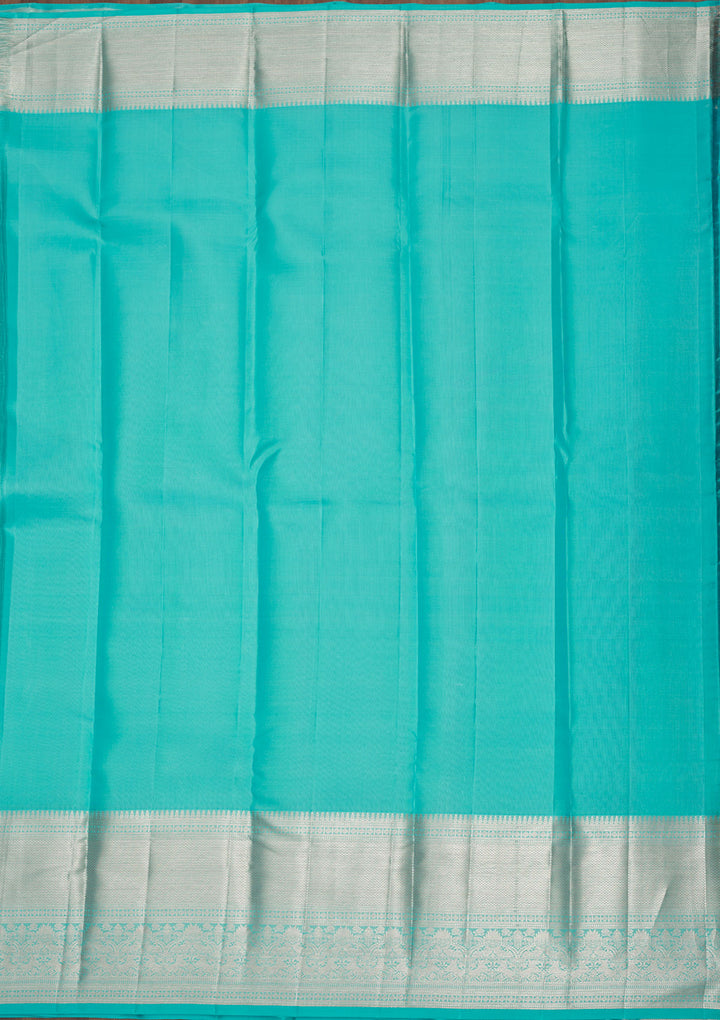 Sky Blue Silk Jaal Gold Zariwork Saree With Matching Blouse Piece