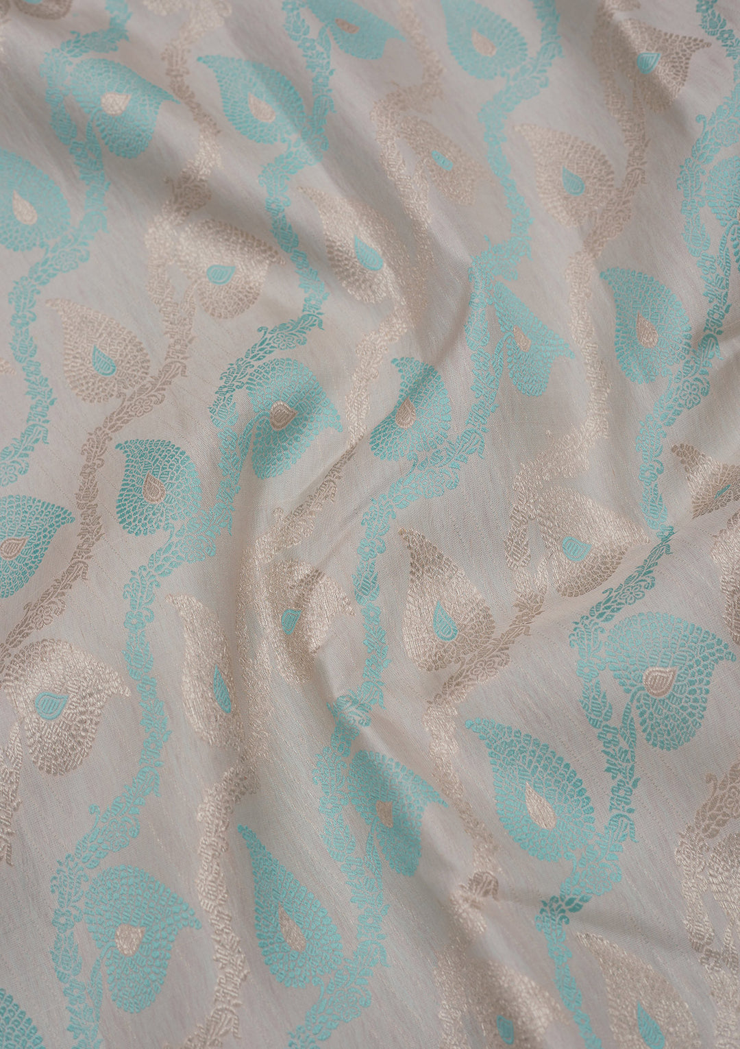 Sky Blue Tissue Jaal Silver Zariwork Saree With Matching Blouse Piece