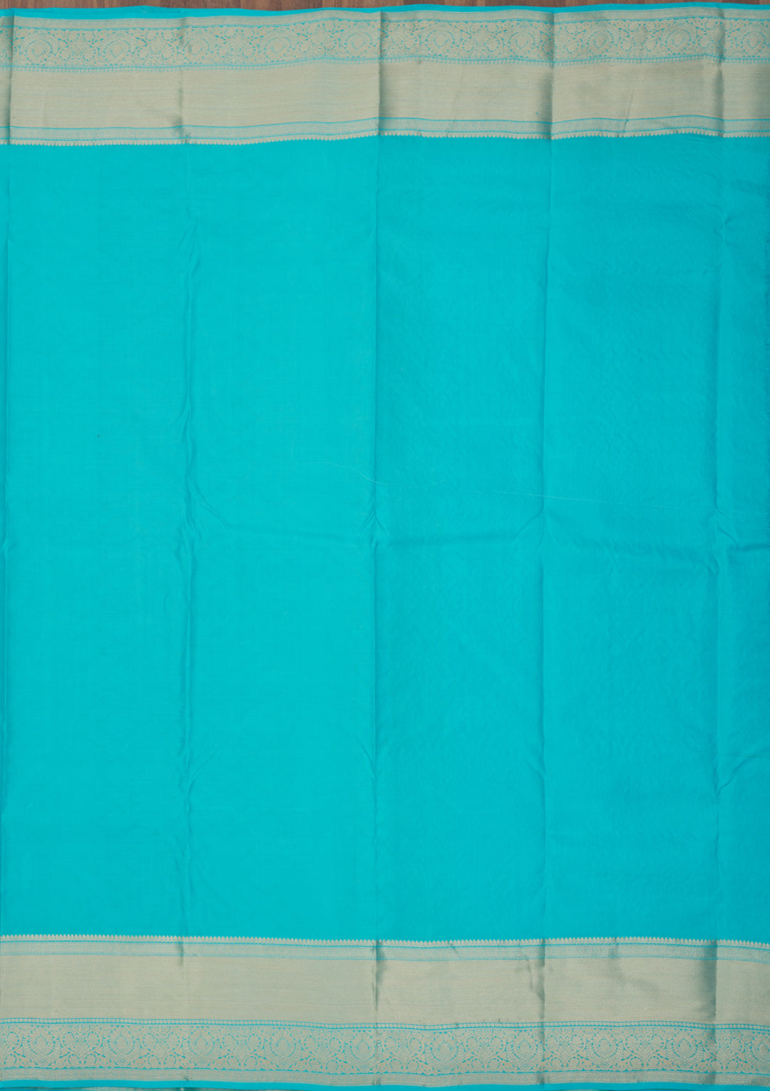 Turquoise Blue Silk Jaal Gold Zariwork Saree With Matching Blouse Piece