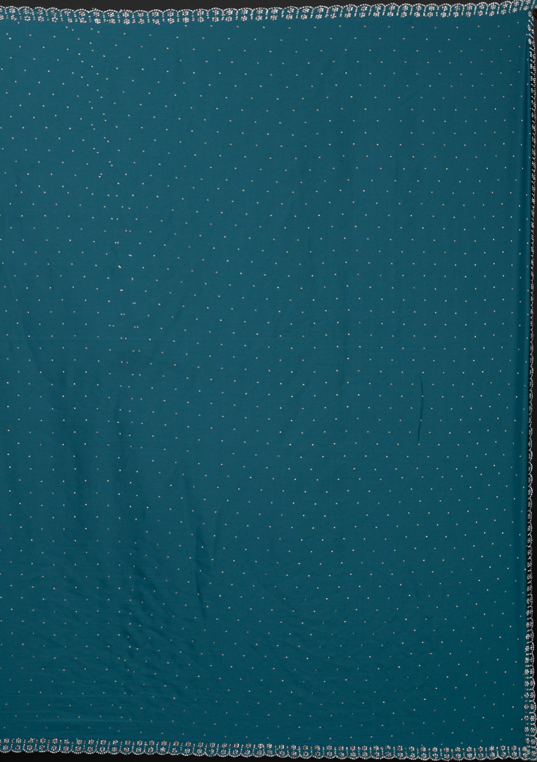 Turquoise Blue Stonework Satin Designer Saree