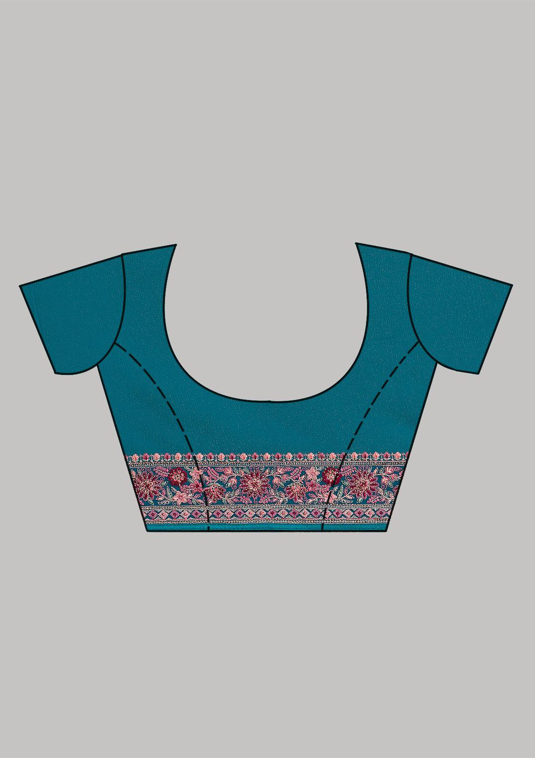 Turquoise Blue Threadwork Tissue Saree