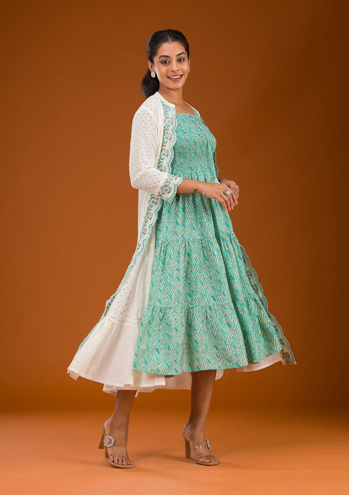 Koskii Crepe Green Salwar Suit – Ready-to-Wear Elegance