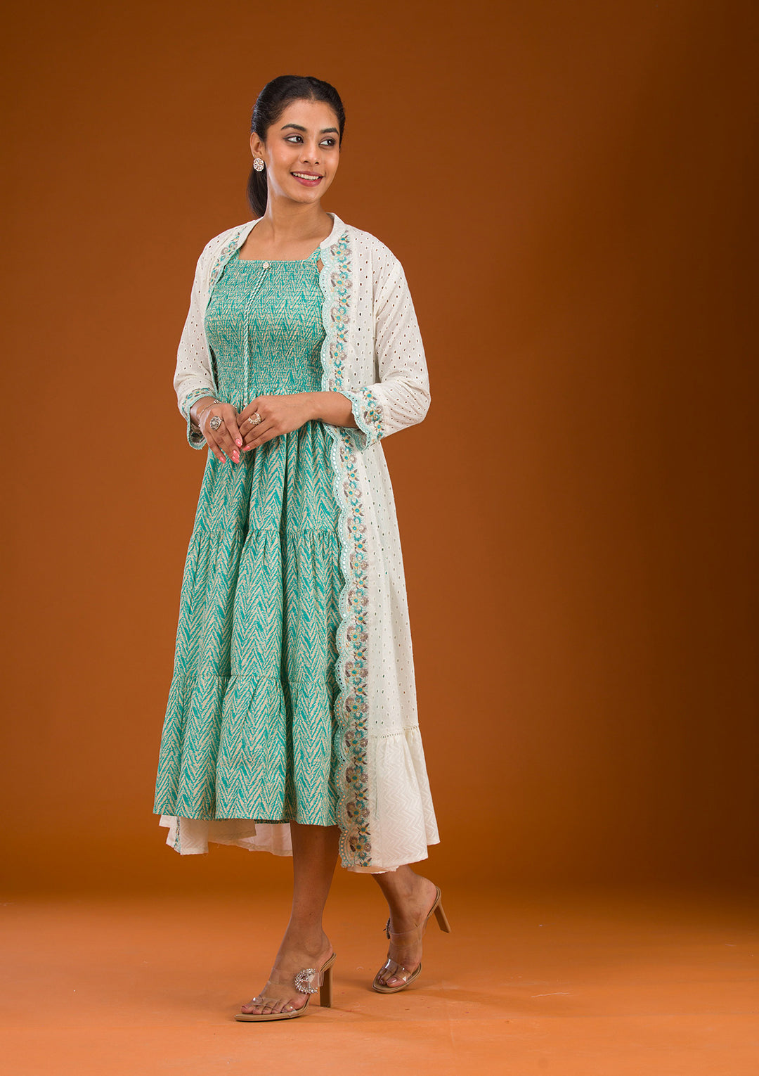 Koskii Crepe Green Salwar Suit – Ready-to-Wear Elegance