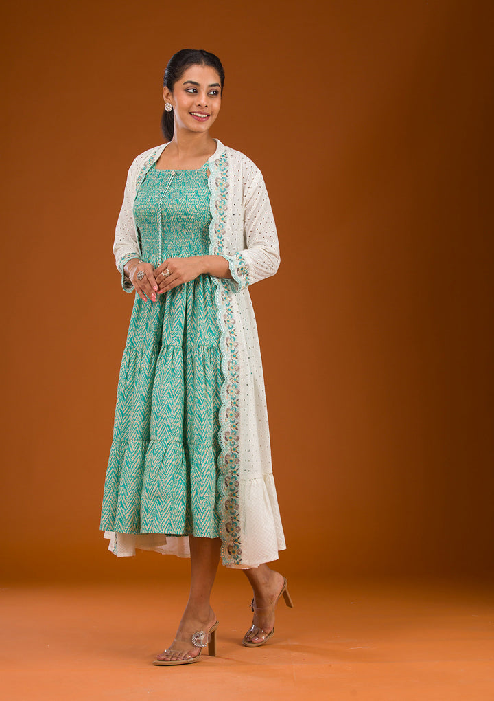 Koskii Crepe Green Salwar Suit – Ready-to-Wear Elegance