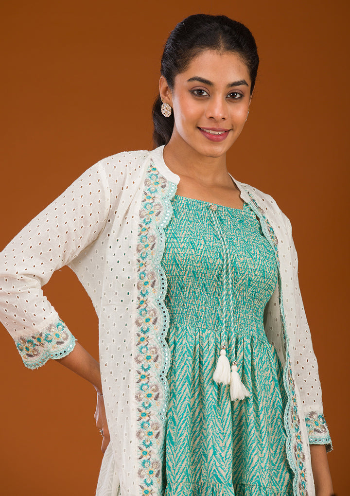 Koskii Crepe Green Salwar Suit – Ready-to-Wear Elegance