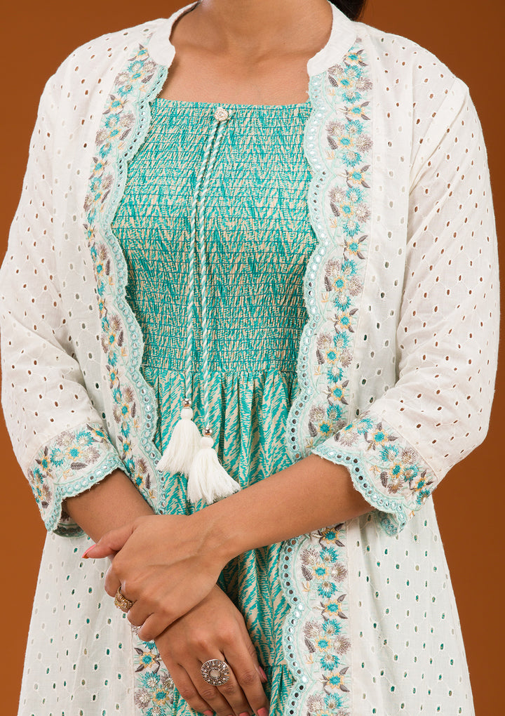 Koskii Crepe Green Salwar Suit – Ready-to-Wear Elegance