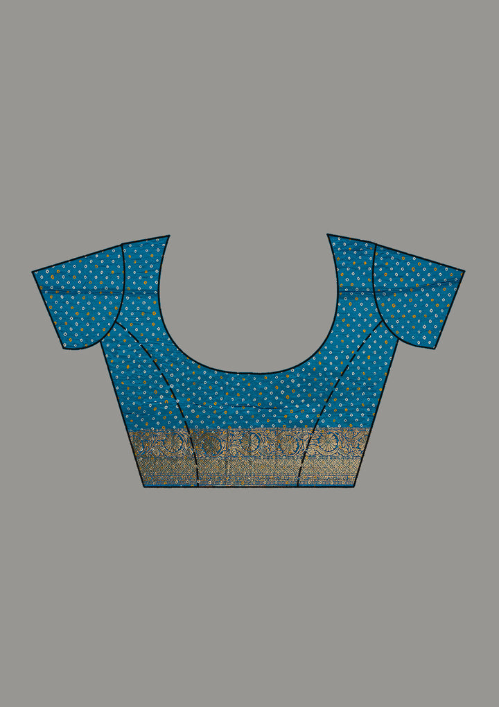 Turquoise Blue Zariwork (Gold) Silk Saree