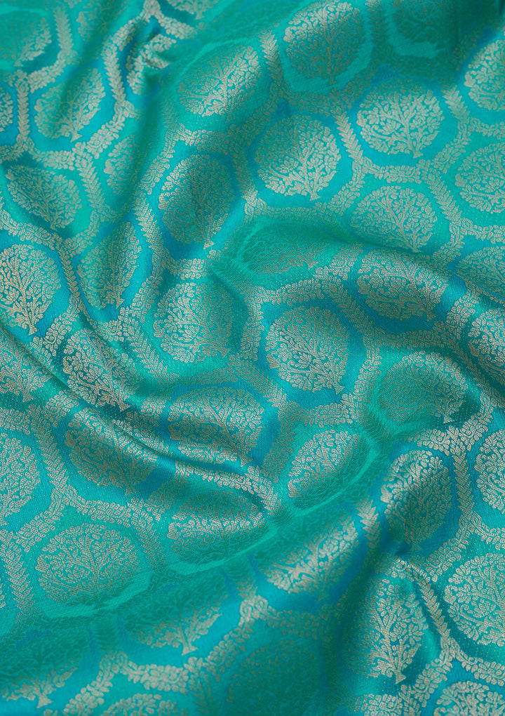 Turquoise Blue Zariwork Pure Silk Saree