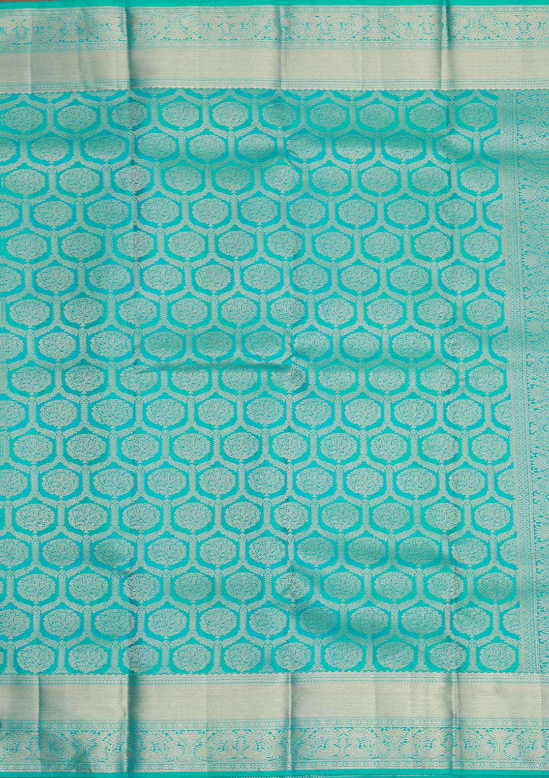 Turquoise Blue Zariwork Pure Silk Saree