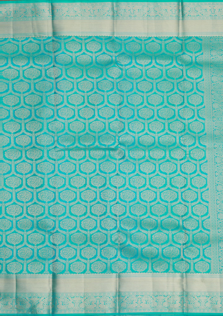Turquoise Blue Zariwork Pure Silk Saree