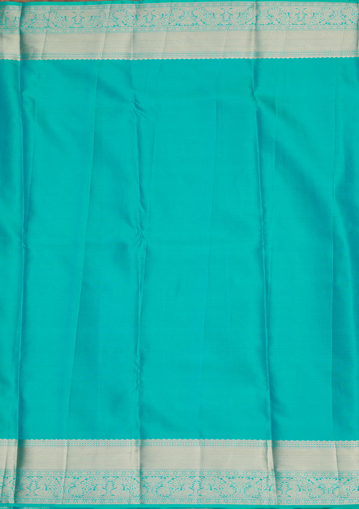 Turquoise Blue Zariwork Pure Silk Saree