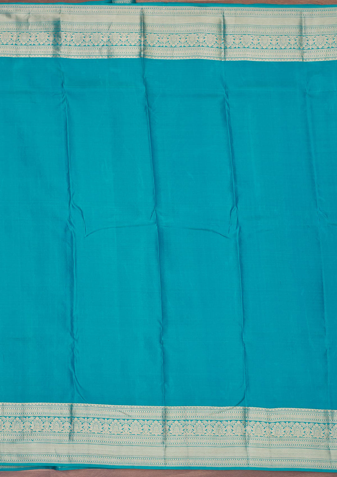 Turquoise Blue Silk Jaal Gold Zariwork Saree With Matching Blouse Piece