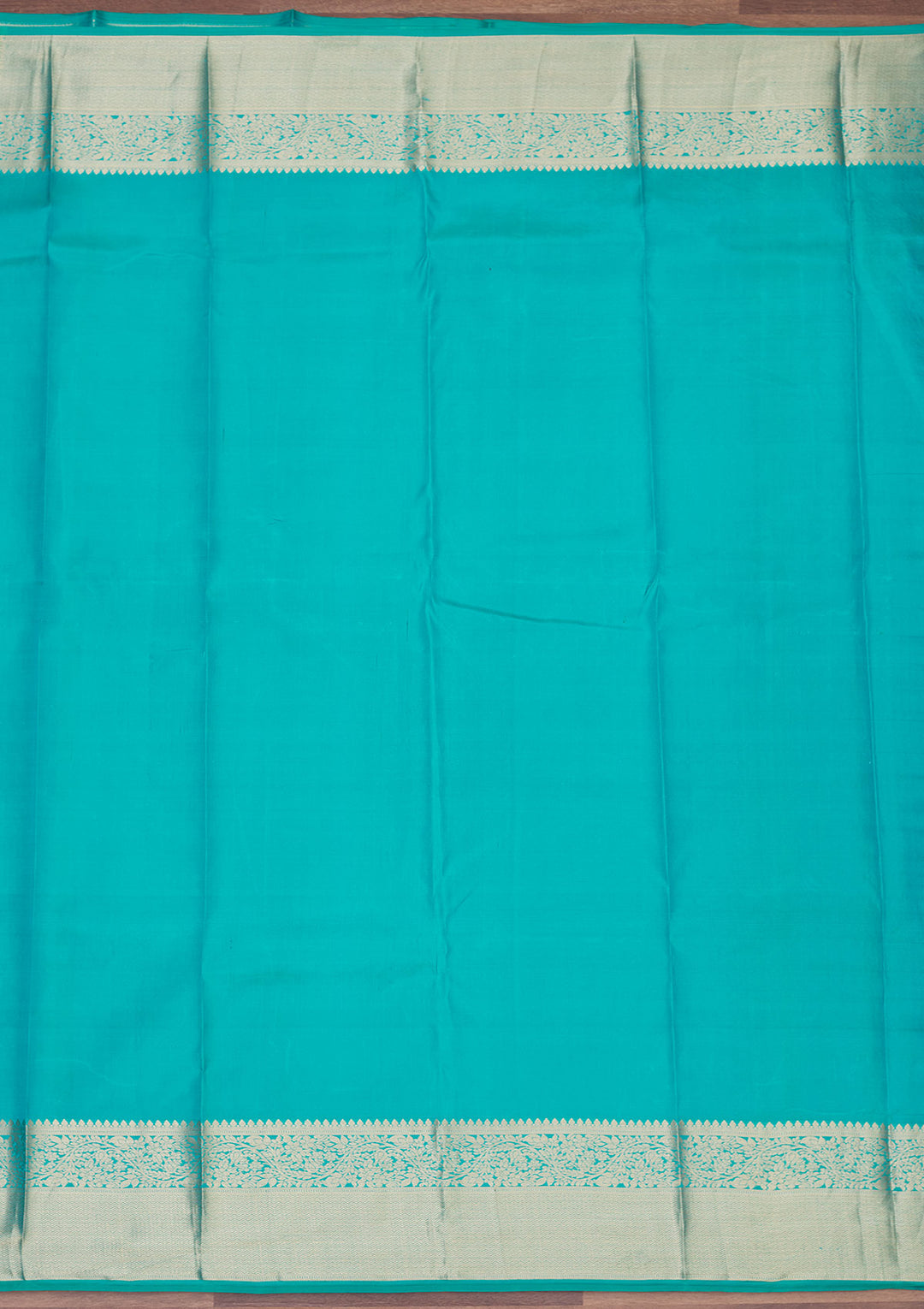 Turquoise Blue Silk Jaal Gold Zariwork Saree With Matching Blouse Piece