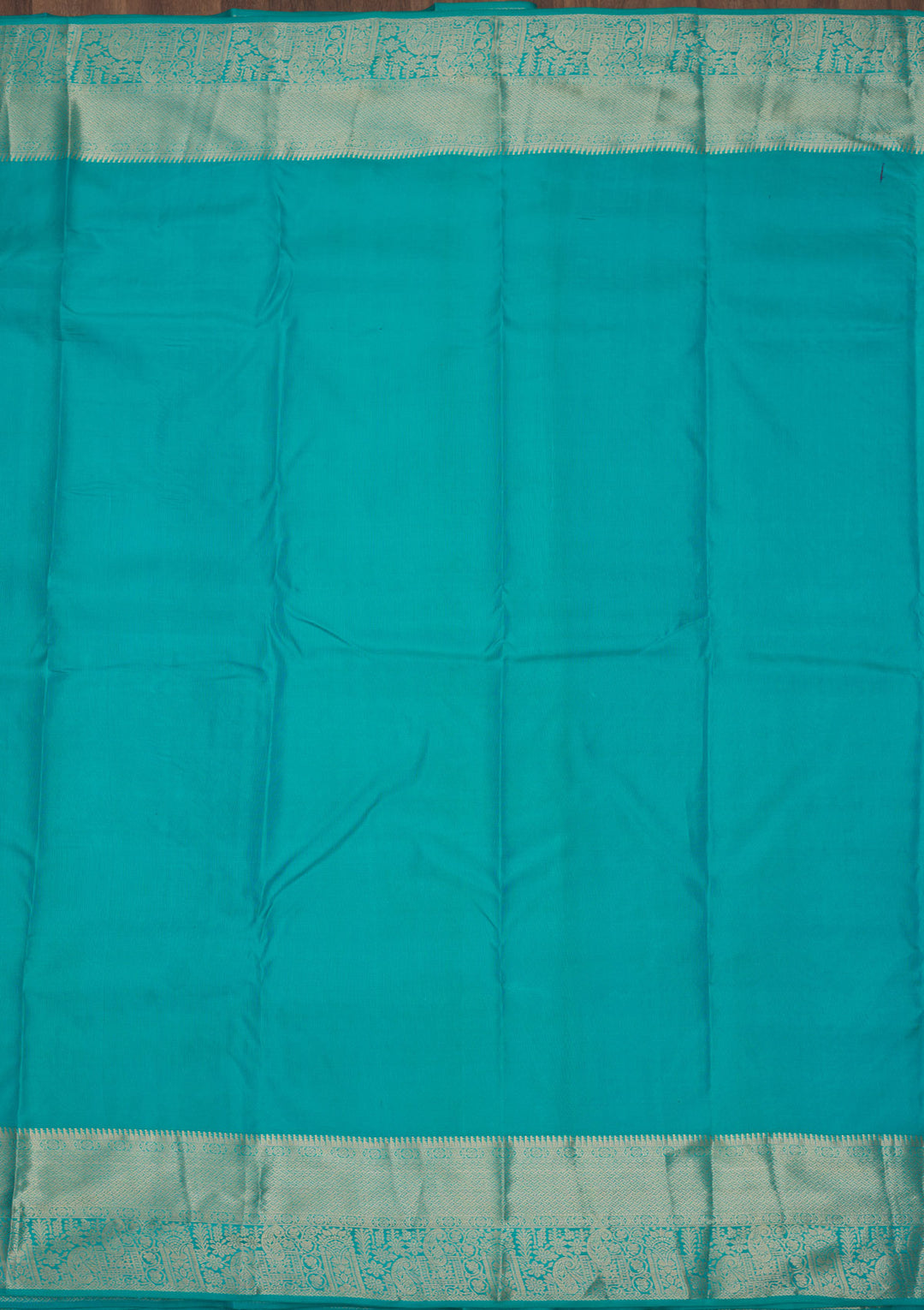 Turquoise Blue Pure Silk Jaal Zariwork Saree With Matching Blouse Piece