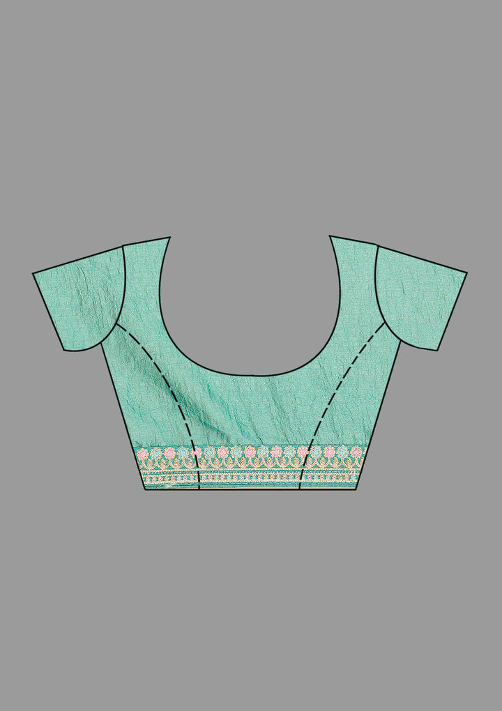 Rama Green Zariwork Soft Silk Saree