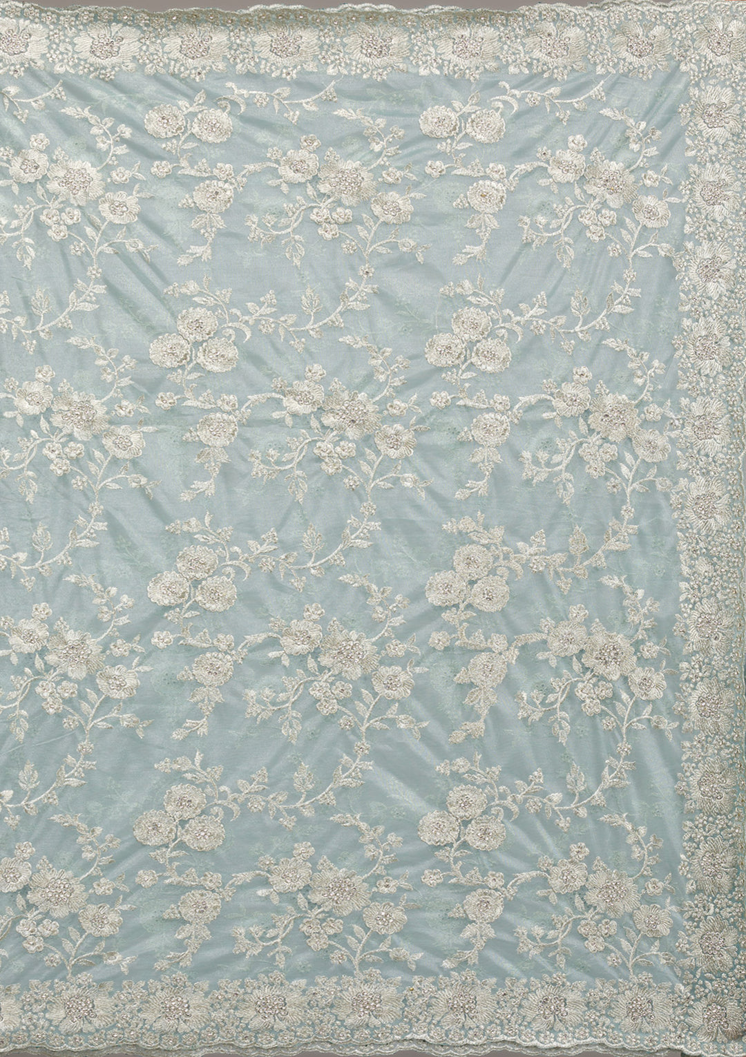 Turquoise Blue Zariwork Tissue Saree