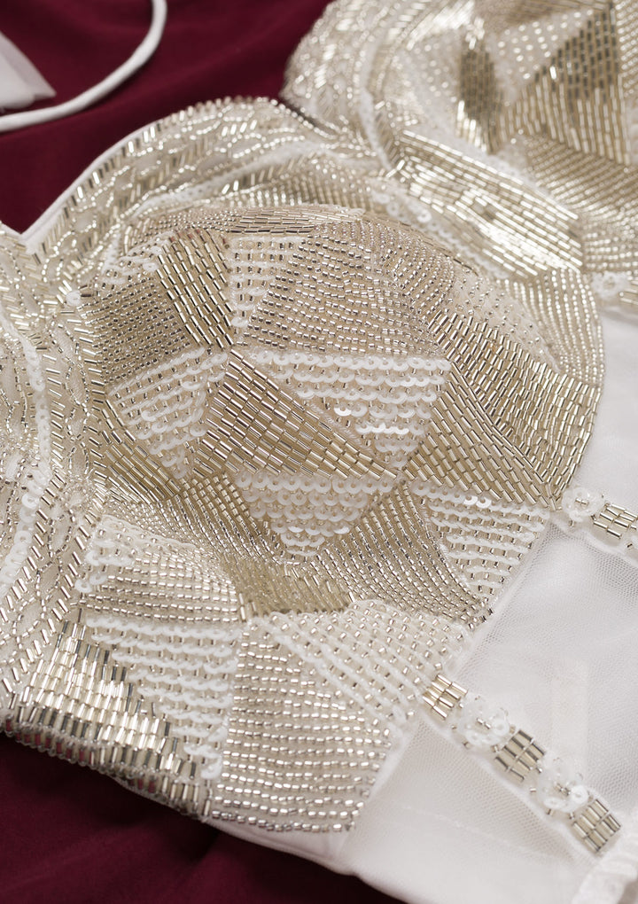 White Cutdana Net Blouse