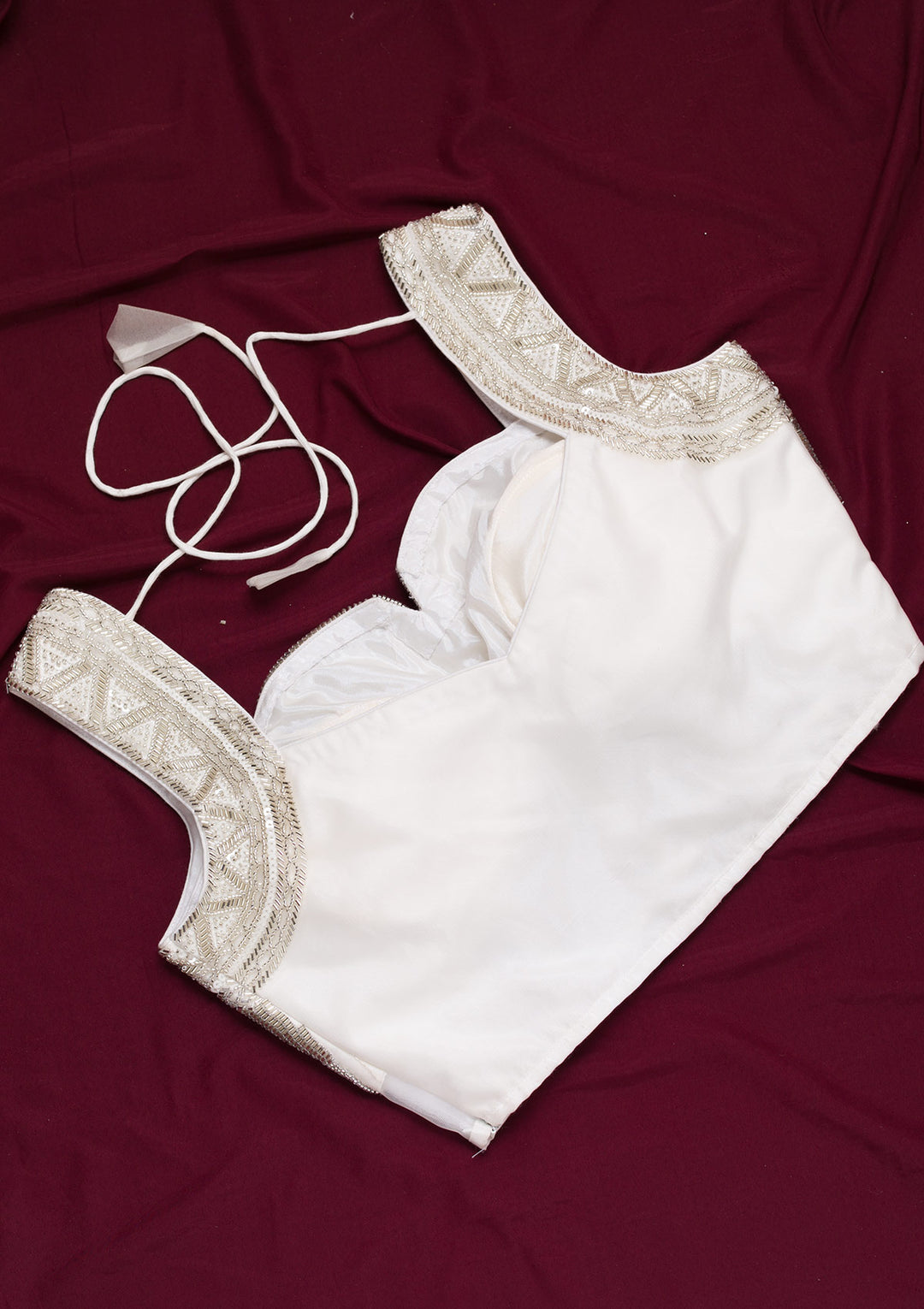 White Cutdana Net Blouse