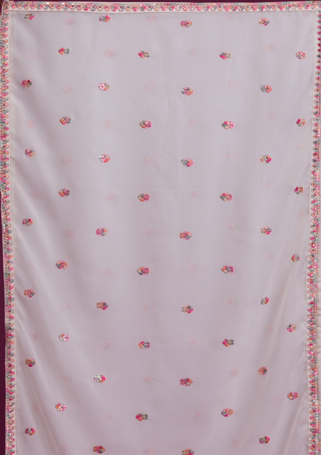White Kashmiri Threadwork Georgette Readymade Sharara Suit
