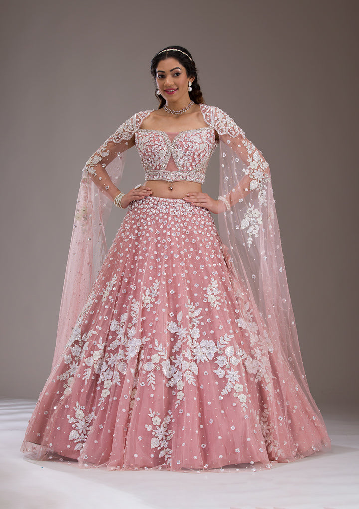White Sequins Net Readymade Lehenga