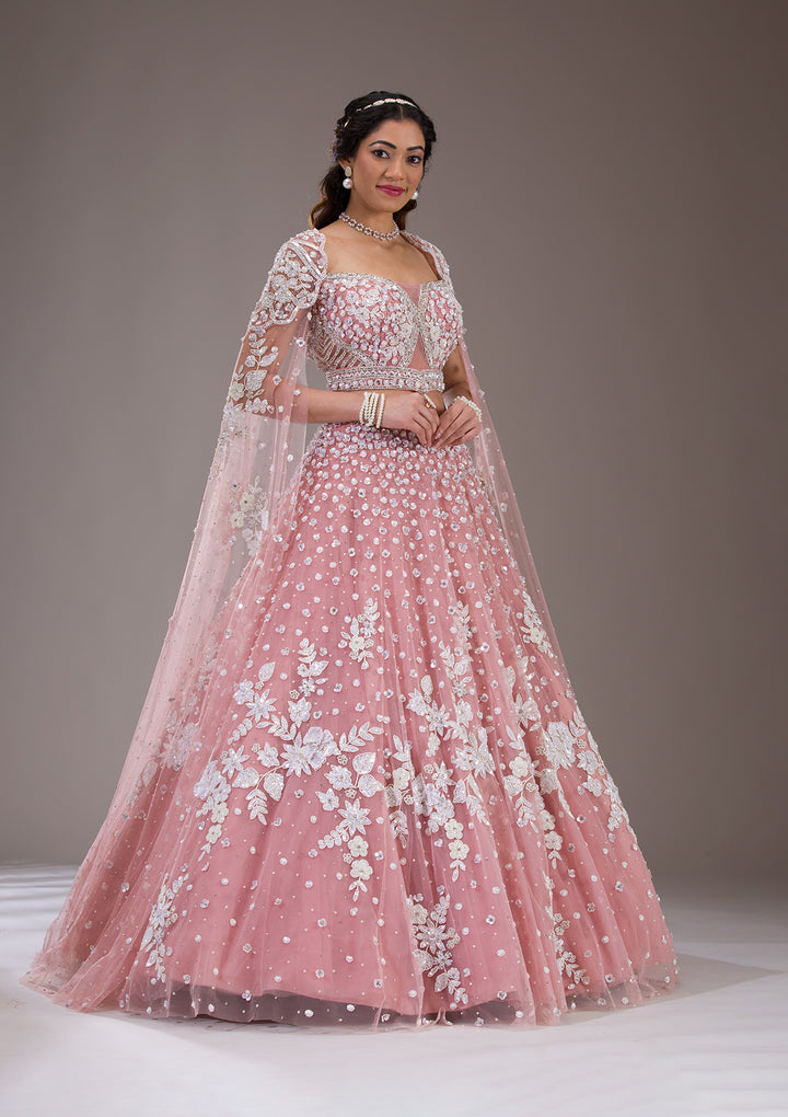 White Sequins Net Readymade Lehenga