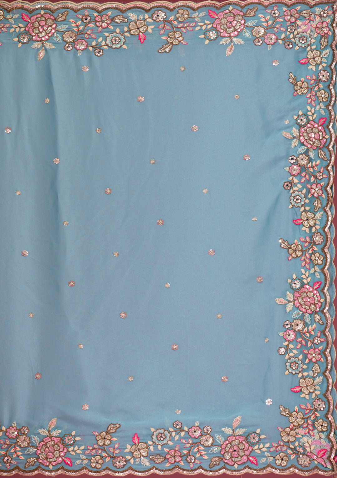 White Threadwork Georgette Readymade Lehenga