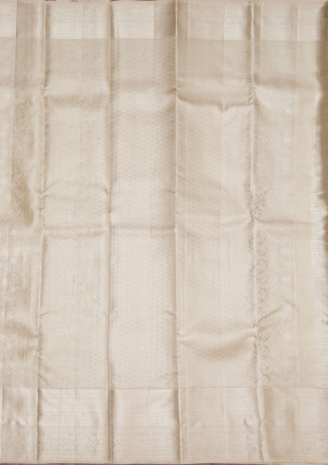 White Silk Jaal Gold Zariwork Saree With Matching Blouse Piece
