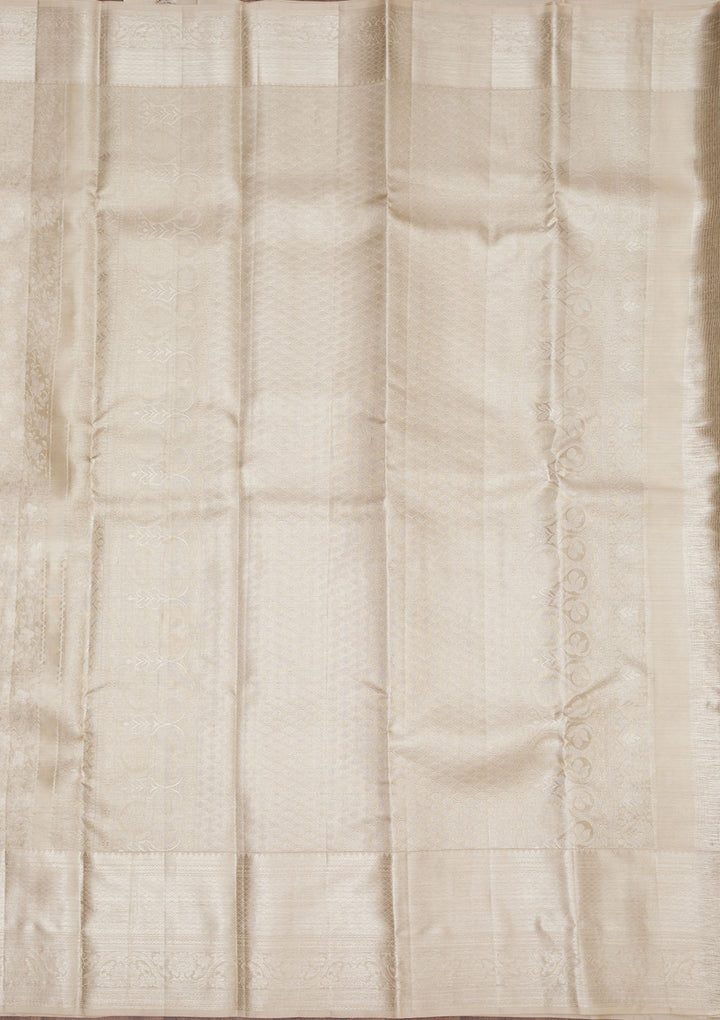 White Silk Jaal Gold Zariwork Saree With Matching Blouse Piece