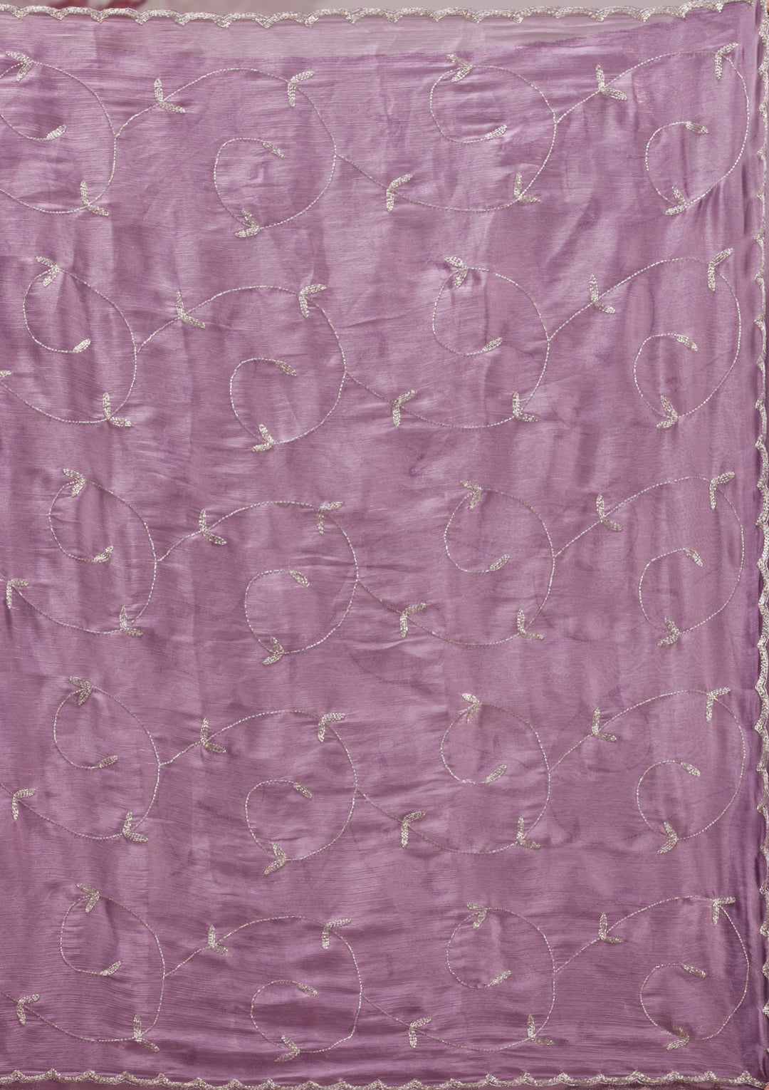 Lavender Organza Cutdana Saree With Matching Blouse Piece