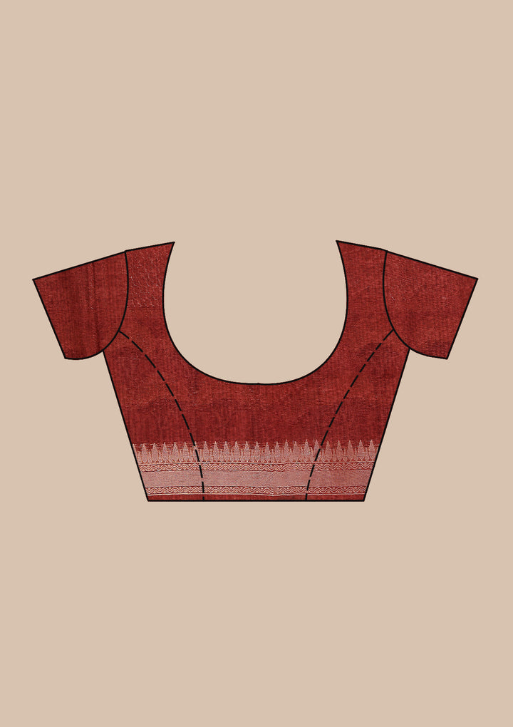 Wine Silk Checks Saree With Matching Blouse Piece