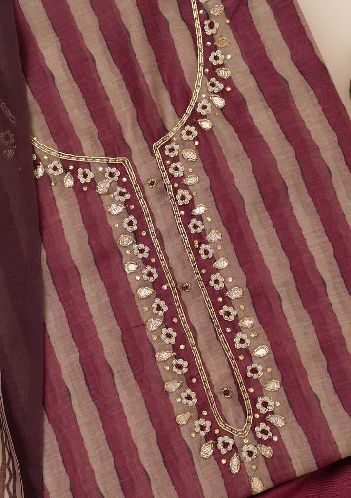 Koskii Tissue Magenta Salwar Suit – Unstitched with Sparkling Stonework