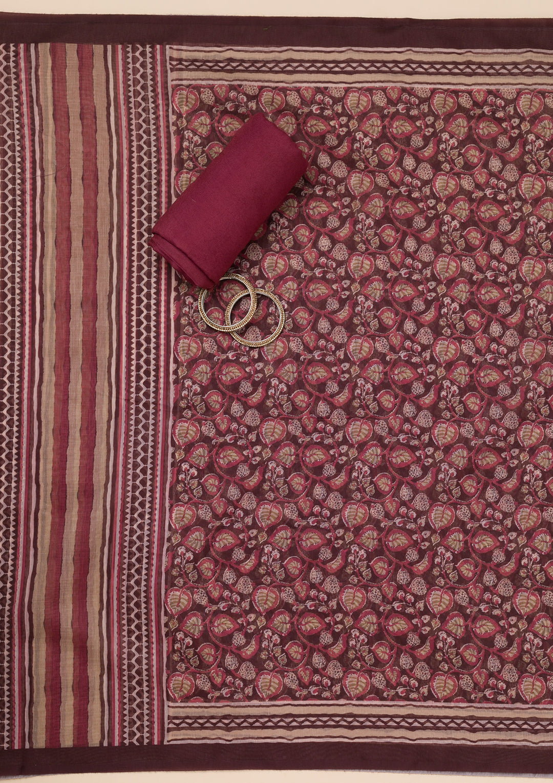 Koskii Tissue Magenta Salwar Suit – Unstitched with Sparkling Stonework