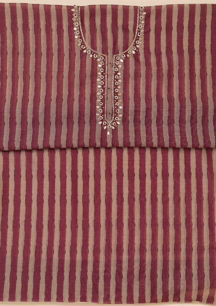 Koskii Tissue Magenta Salwar Suit – Unstitched with Sparkling Stonework