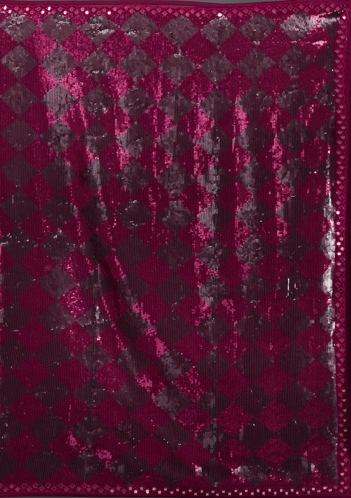 Wine Sequins Georgette Saree