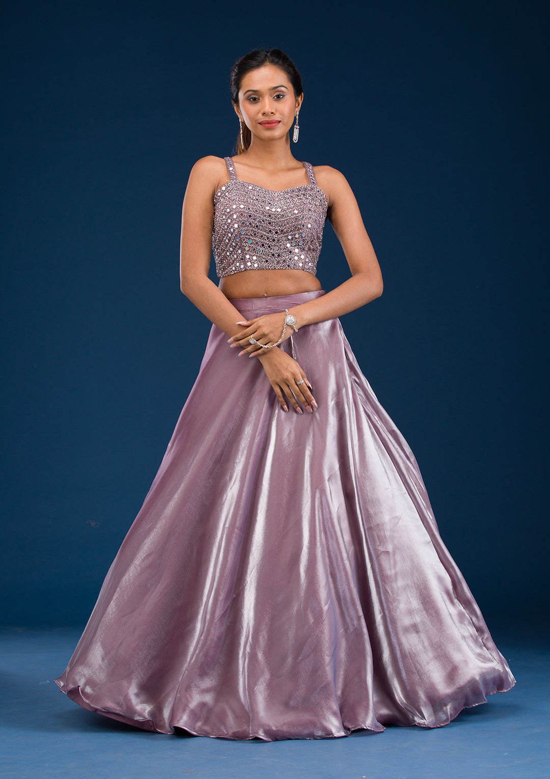 Koskii Tissue Lavender Lehenga – Stonework Elegance for Evening Wear