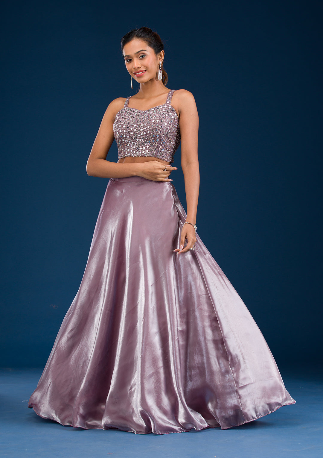 Koskii Tissue Lavender Lehenga – Stonework Elegance for Evening Wear