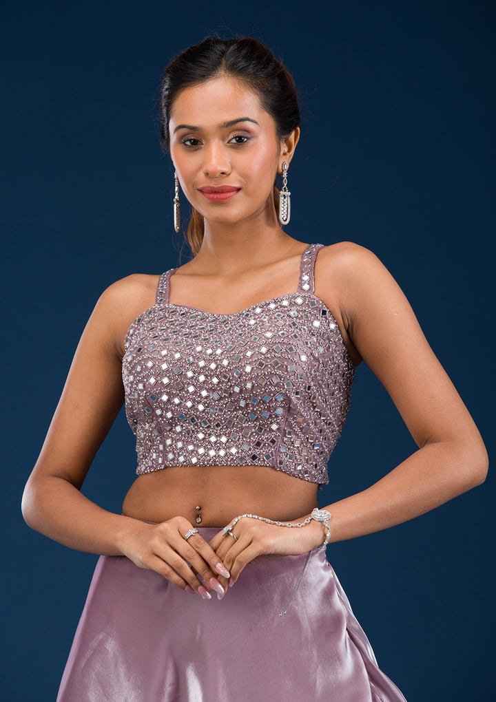 Koskii Tissue Lavender Lehenga – Stonework Elegance for Evening Wear