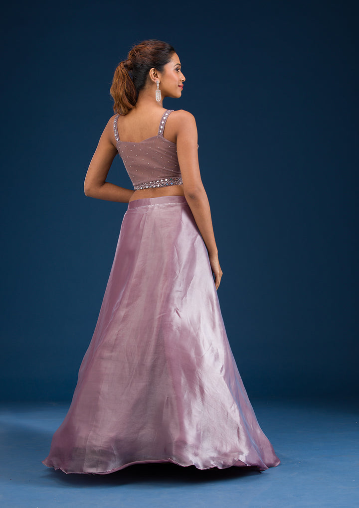 Koskii Tissue Lavender Lehenga – Stonework Elegance for Evening Wear
