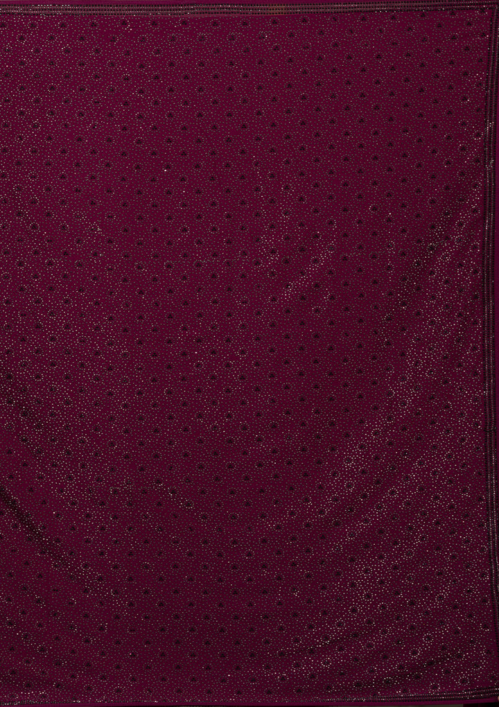 Wine Swarovski Semi Crepe Saree-Koskii