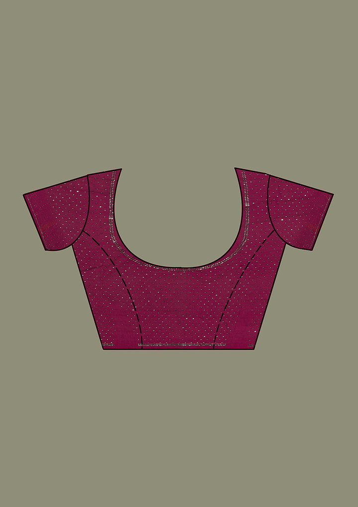 Wine Swarovski Semi Crepe Saree-Koskii