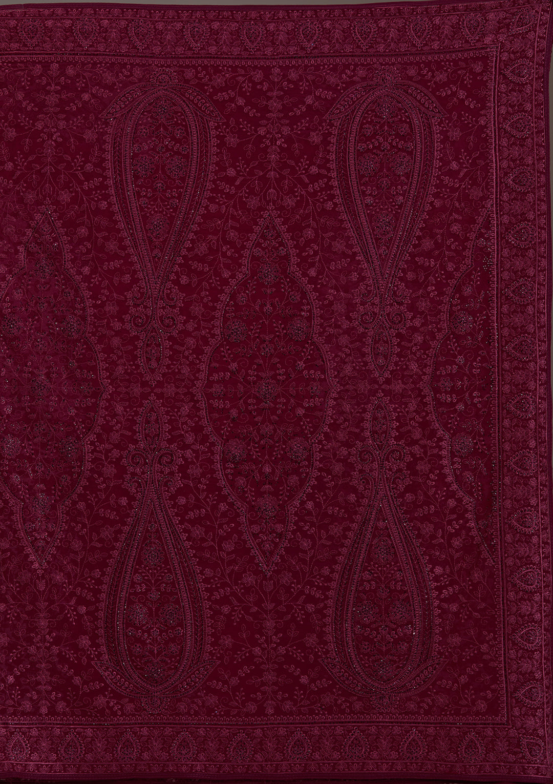 Wine Threadwork Georgette Saree