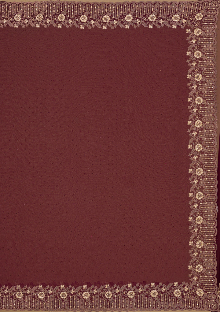 Wine Zariwork Georgette Saree-Koskii