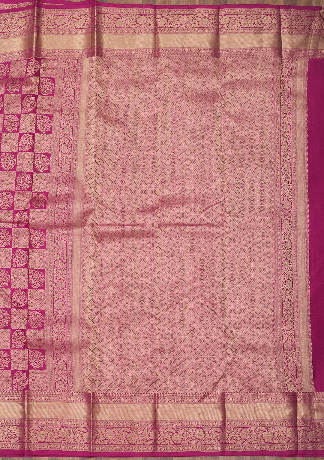 Wine Pure Silk Jaal Zariwork Saree With Matching Blouse Piece