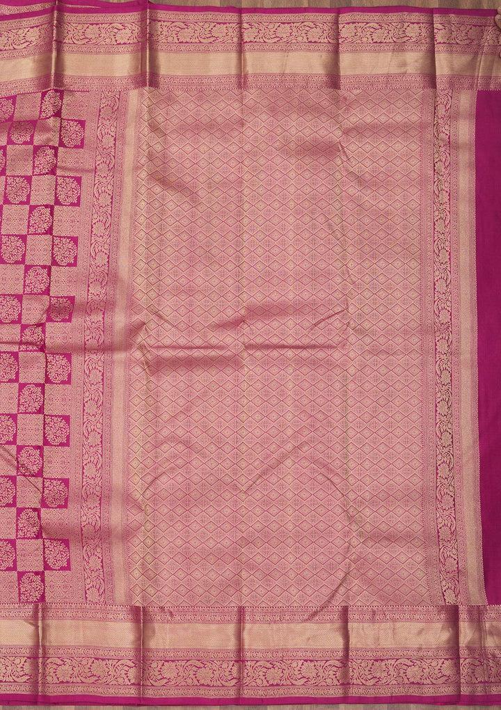 Wine Pure Silk Jaal Zariwork Saree With Matching Blouse Piece