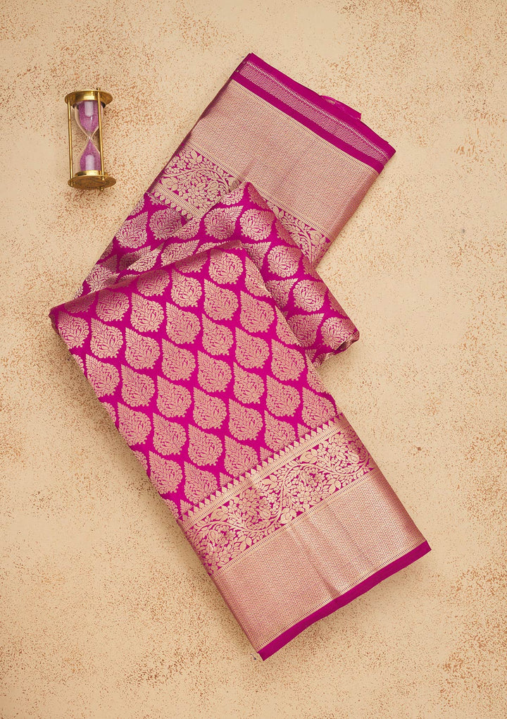 Wine Zariwork Pure Silk Saree