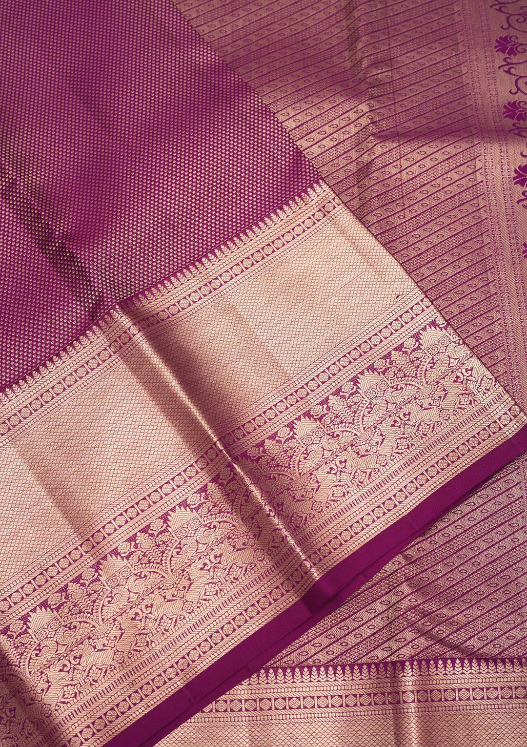 Wine Silk Jaal Gold Zariwork Saree With Matching Blouse Piece