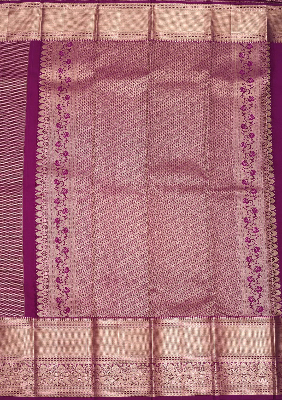Wine Silk Jaal Gold Zariwork Saree With Matching Blouse Piece