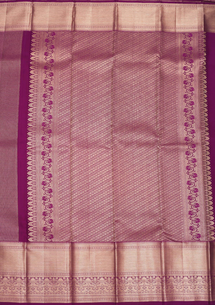 Wine Silk Jaal Gold Zariwork Saree With Matching Blouse Piece