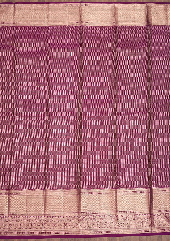 Wine Silk Jaal Gold Zariwork Saree With Matching Blouse Piece